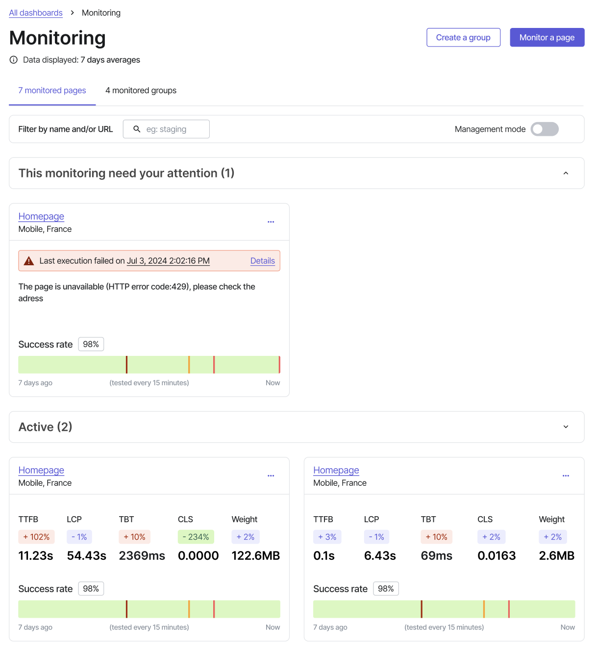 CSQ - Monitor Page Groups view in Speed Analysis Lab.png