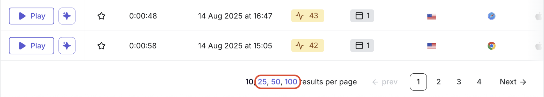 Session Replay - results per page buttons.png