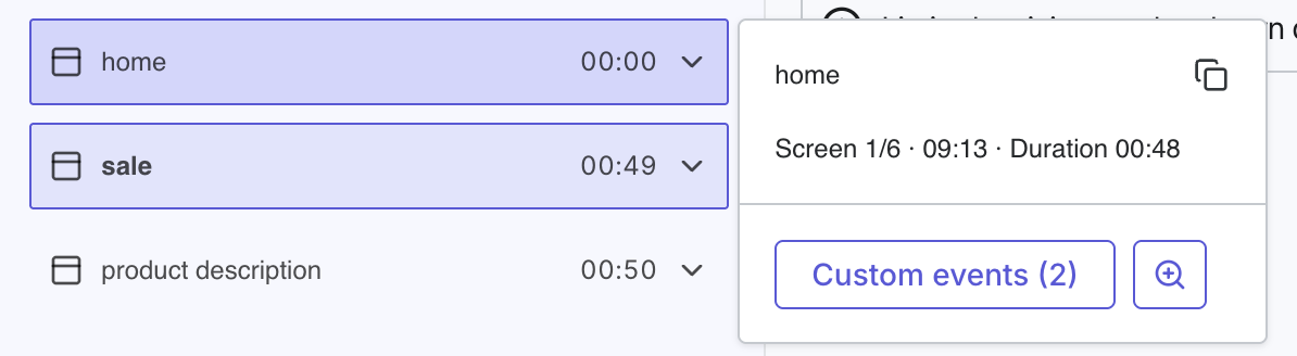 Session Replay for apps - player event stream - custom variables.png