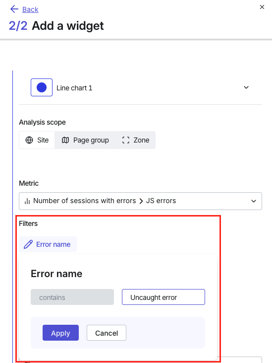 Filter by error name during Dashboard widget creation.png