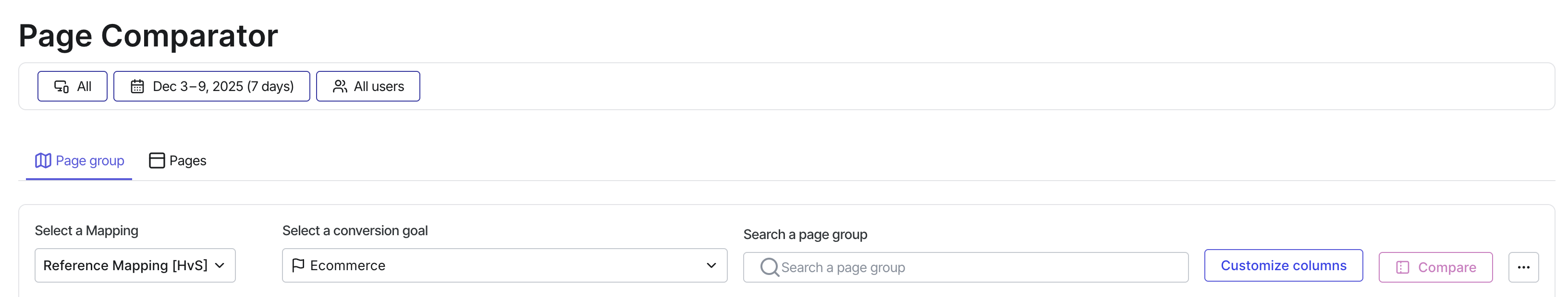 How to compare page performance in Page Comparator – Contentsquare Help ...