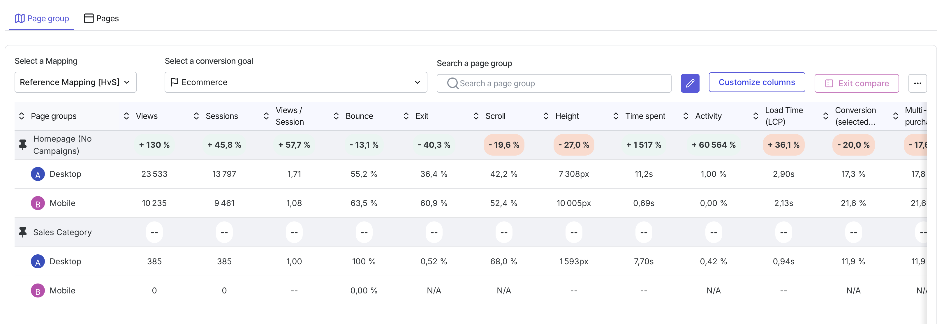 How to compare page performance in Page Comparator – Contentsquare Help ...