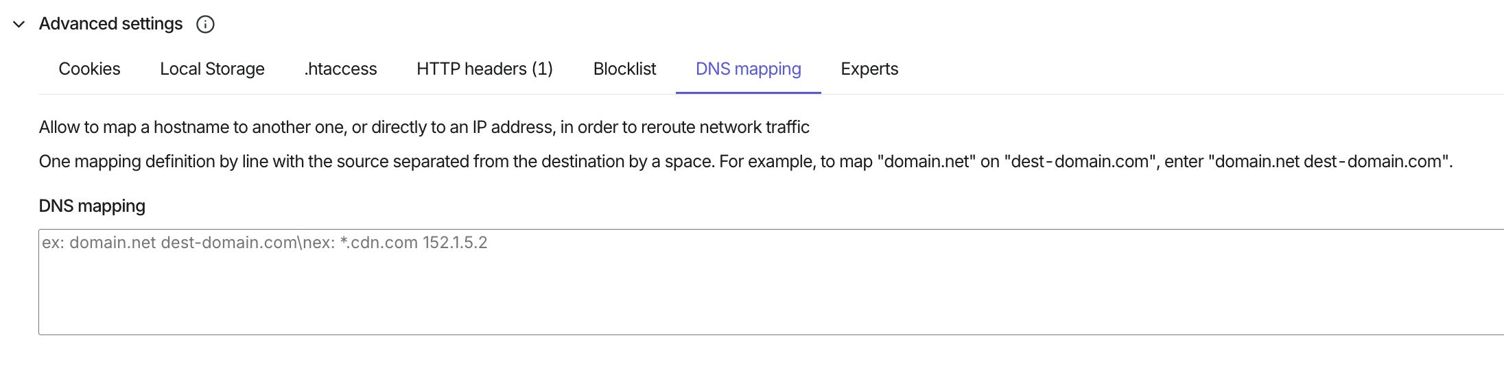 Synthetic Monitoring test advanced settings - dns mapping.png